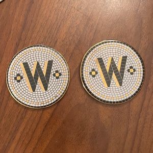Anthropologie “W” Tiled Margot Coasters, set of 2